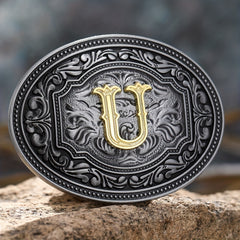 Men's Belt Buckle Initial Letter Retro Design