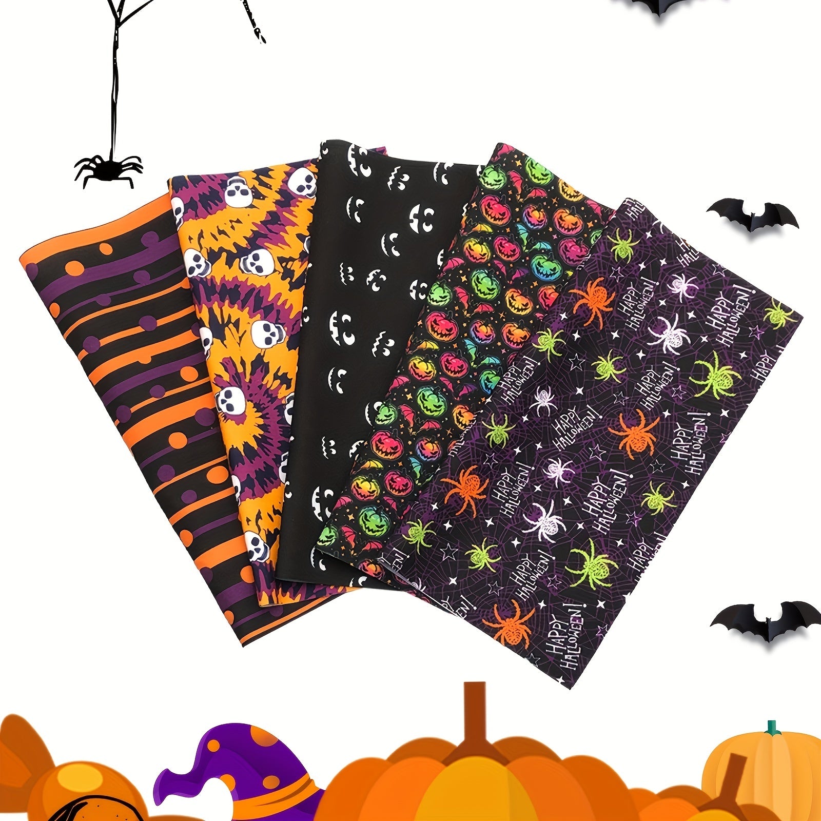 5pcs 24 89 24 Halloween Pattern Polyester Square Printed Quilted Fabric