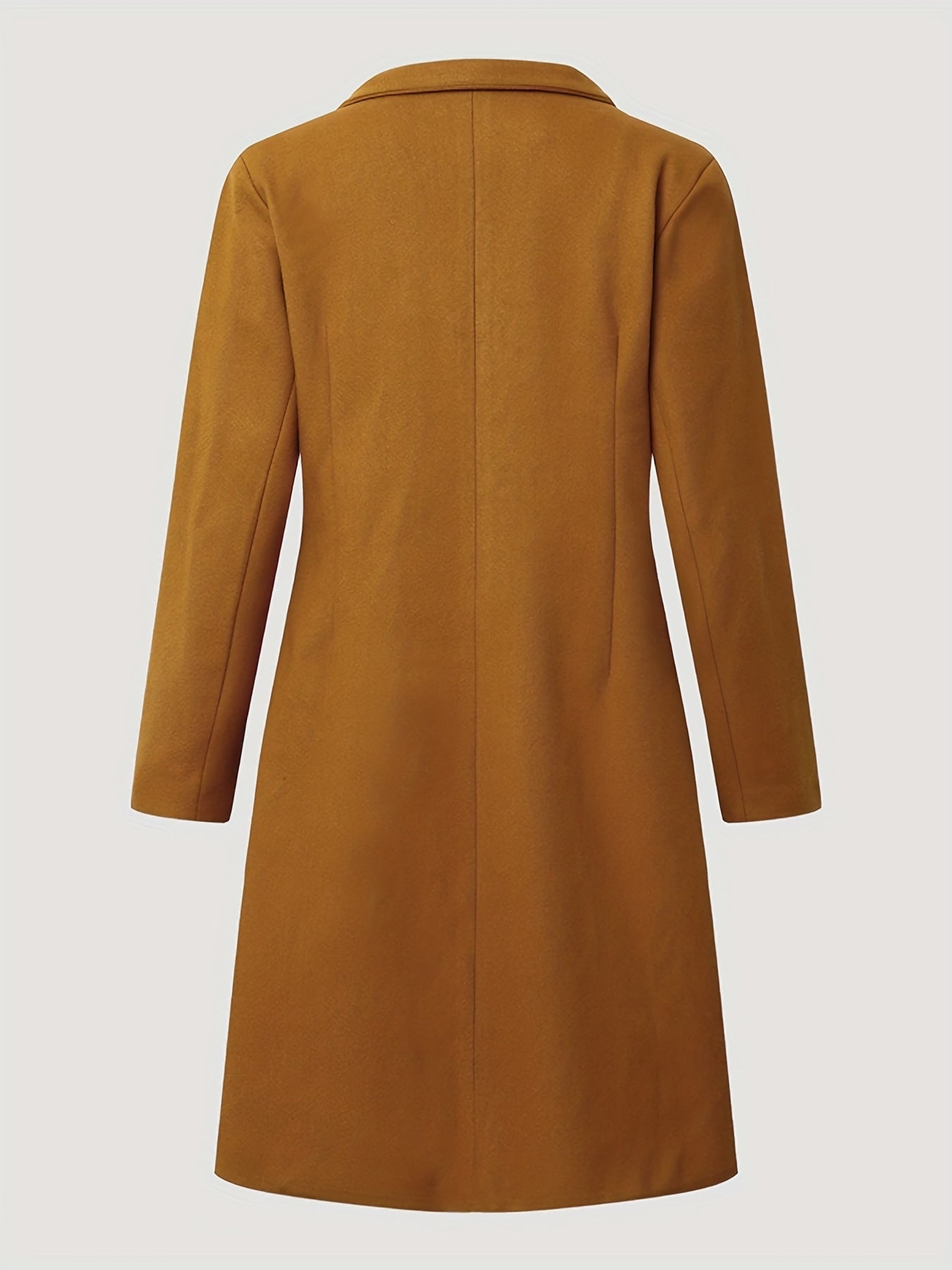 Solid Button Front Trench Coat Lapel Neck Long Sleeve Warm Coat