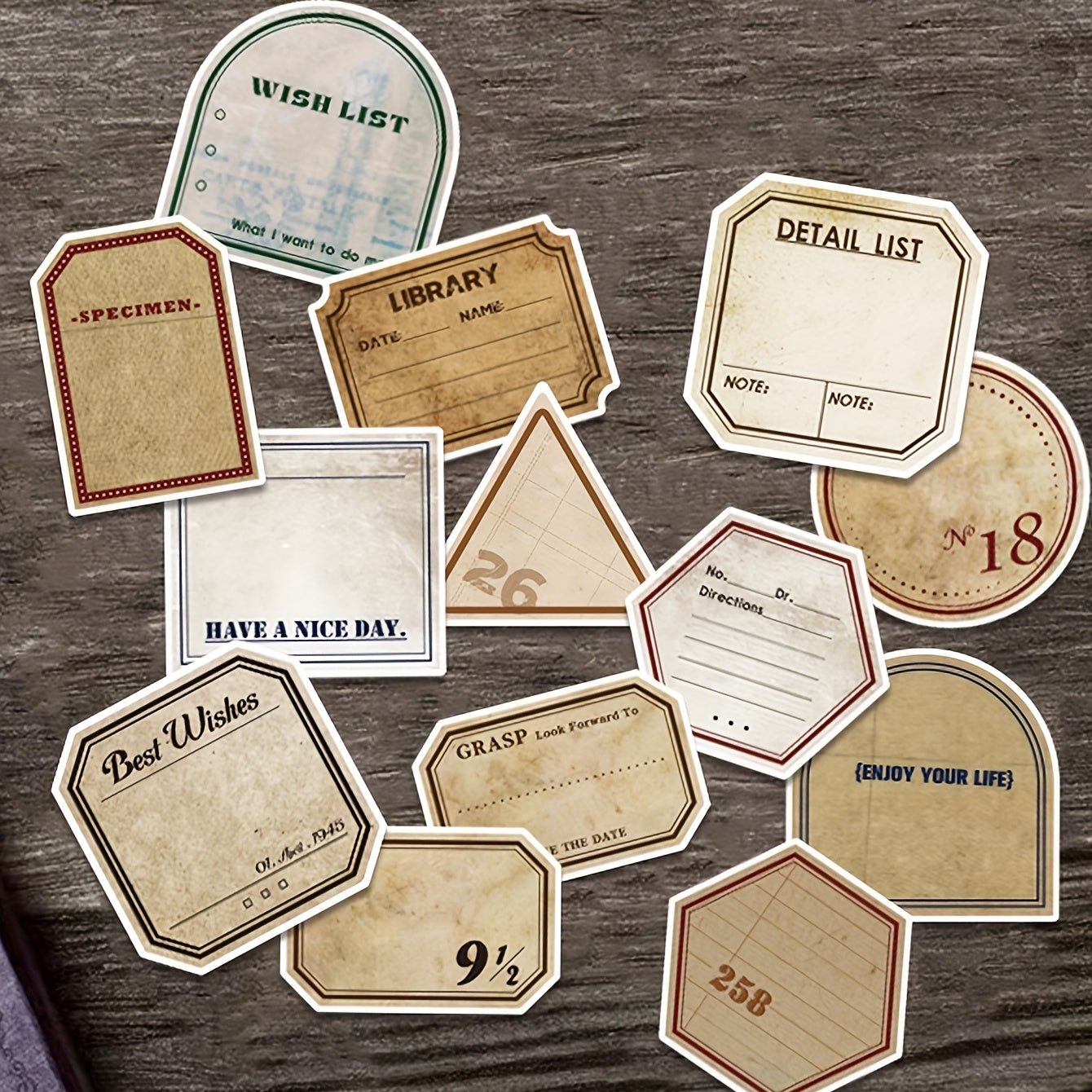 50pcs Vintage Labels for Scrapbooking Bullet Journal & Crafts