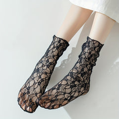 Sheer Lace Mesh Mid Tube Socks Women's Stockings