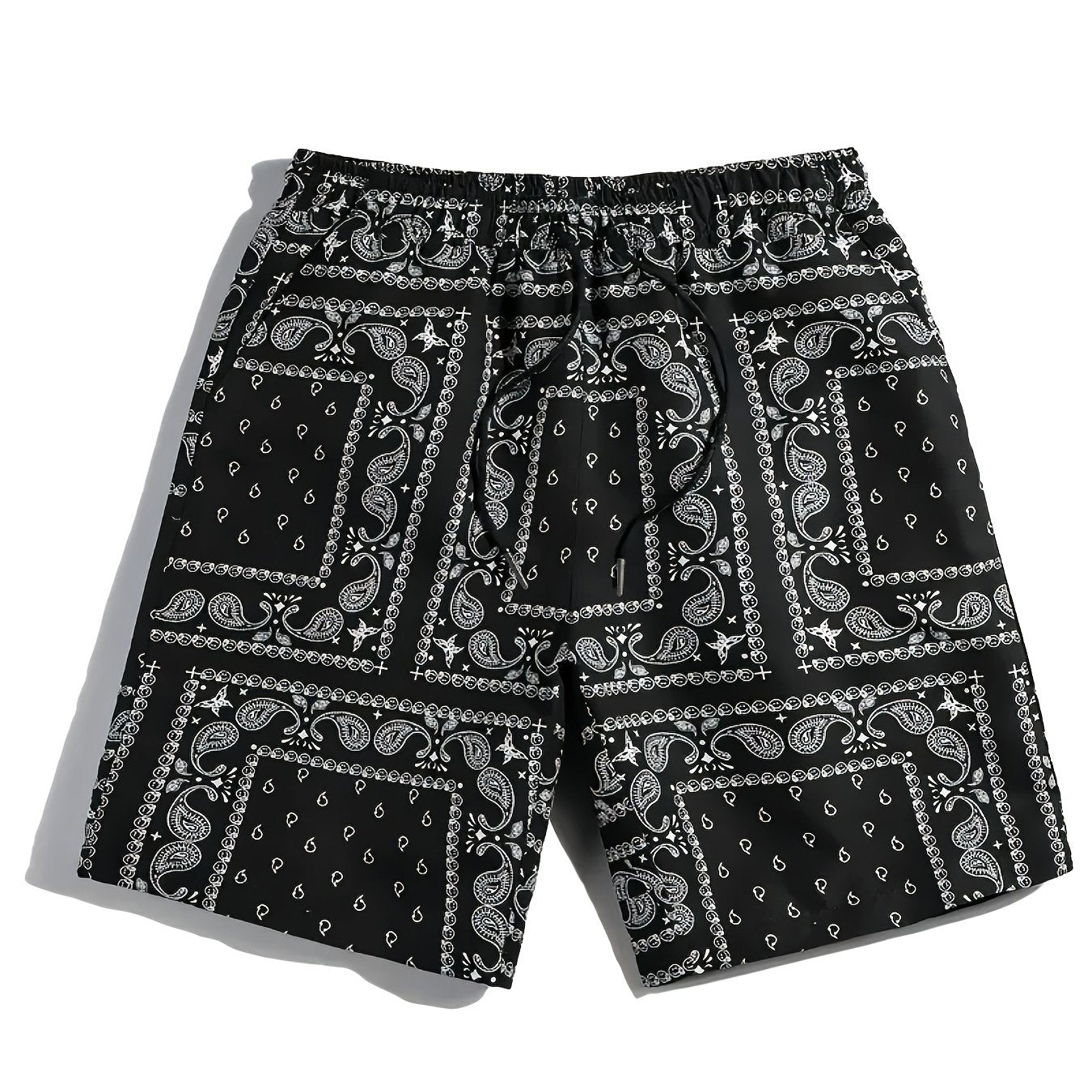 Retro Pattern Print Men's Breathable Shorts with Side Pockets