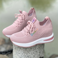 Women's Breathable Woven Sneakers Casual Platform Shoes