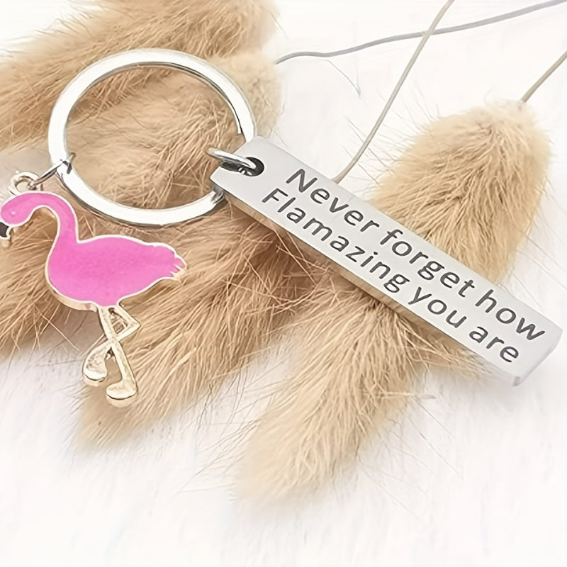Flamingo Shape Stainless Steel Keychain Pendant