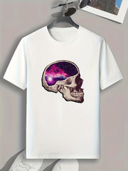 Skull Print Men's Graphic Tee Casual Summer T-shirt
