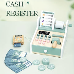 Wooden Toy Cash Register Kids Play House Business Simulation