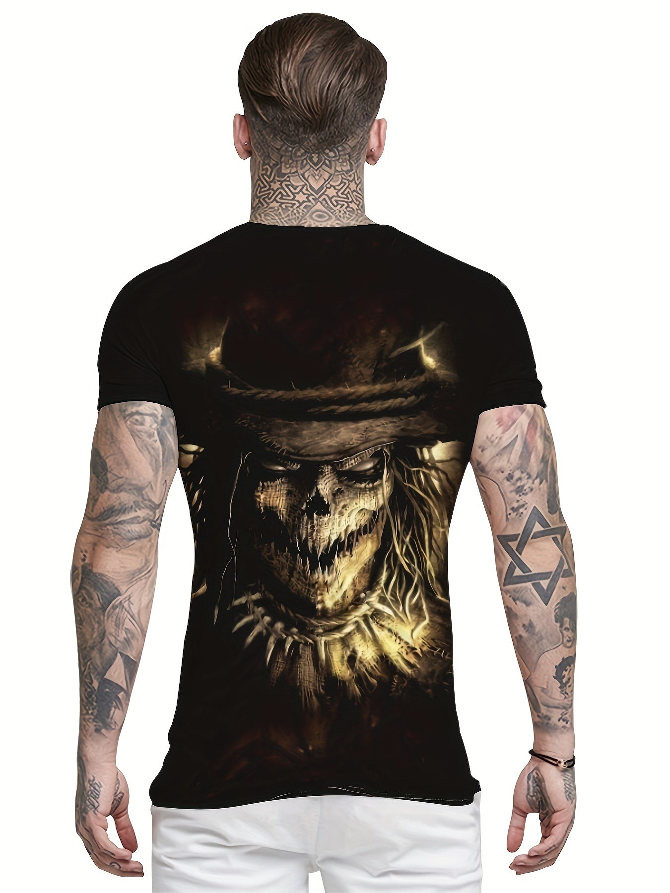 Pirate Skeleton Print T shirt Men's Casual Street Style Tee Shirt