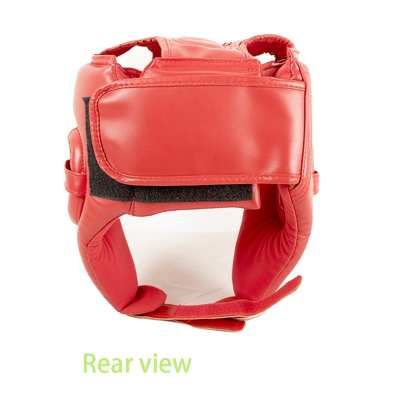 Red PU Leather Boxing Helmet for Sparring