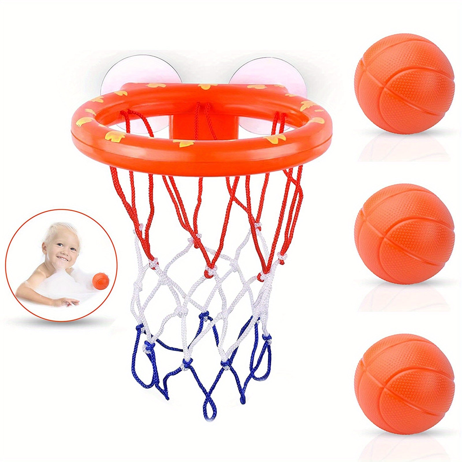 Bath Toys Bathtub Basketball Hoop For Toddlers with 3 Soft Balls Set