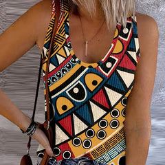 Geometric Print Tank Top Sleeveless Summer Top