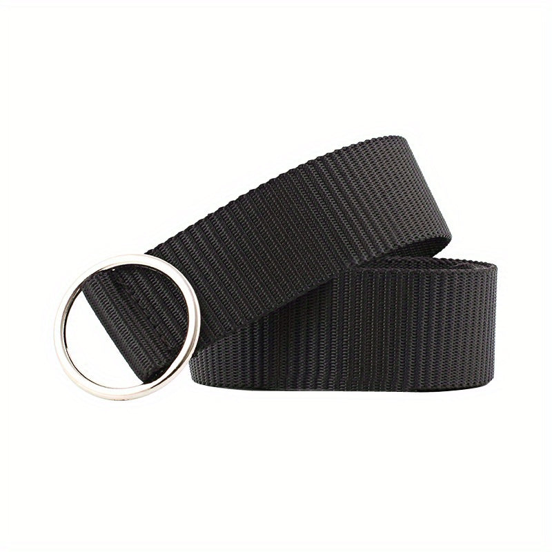 Men's Canvas Belt with Round Buckle - Ideal for Jeans
