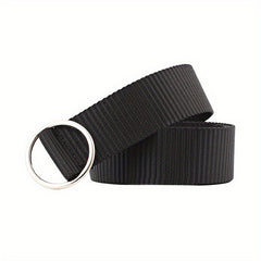 Men's Canvas Belt with Round Buckle - Ideal for Jeans