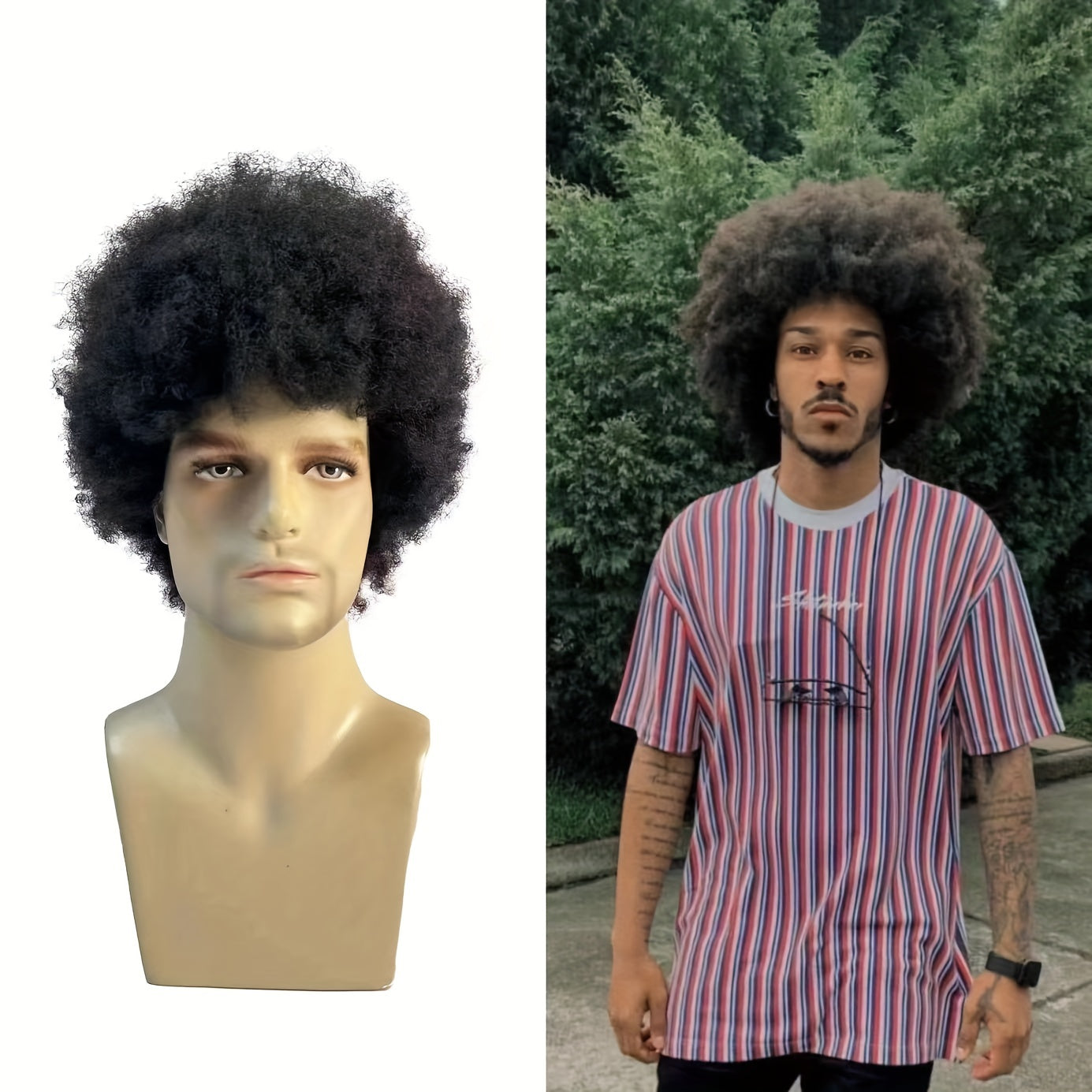 Short Afro Curly Men Wig 70s Party Hair