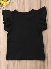 Baby Girls Ruffled Sleeveless T-shirt Crew Neck Basic Tee for Summer