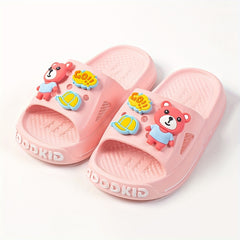 Boys Cartoon Bear Open Toe Slippers Non Slip Lightweight Indoor Shower Pool