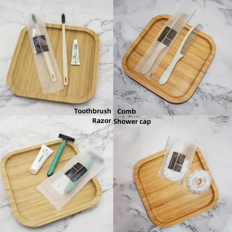 Travel Toothbrush 4Pcs Set Soft Toothbrush Comb Dental Shower Cap Razor