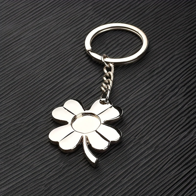 Clover Keychain Fortune Metal Key Ring Purse Bag Backpack Car Key Charm