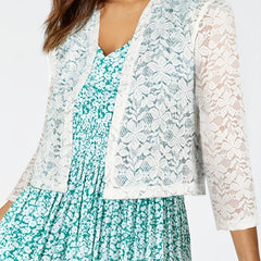 Flower Pattern Lace Open Front Top for Women
