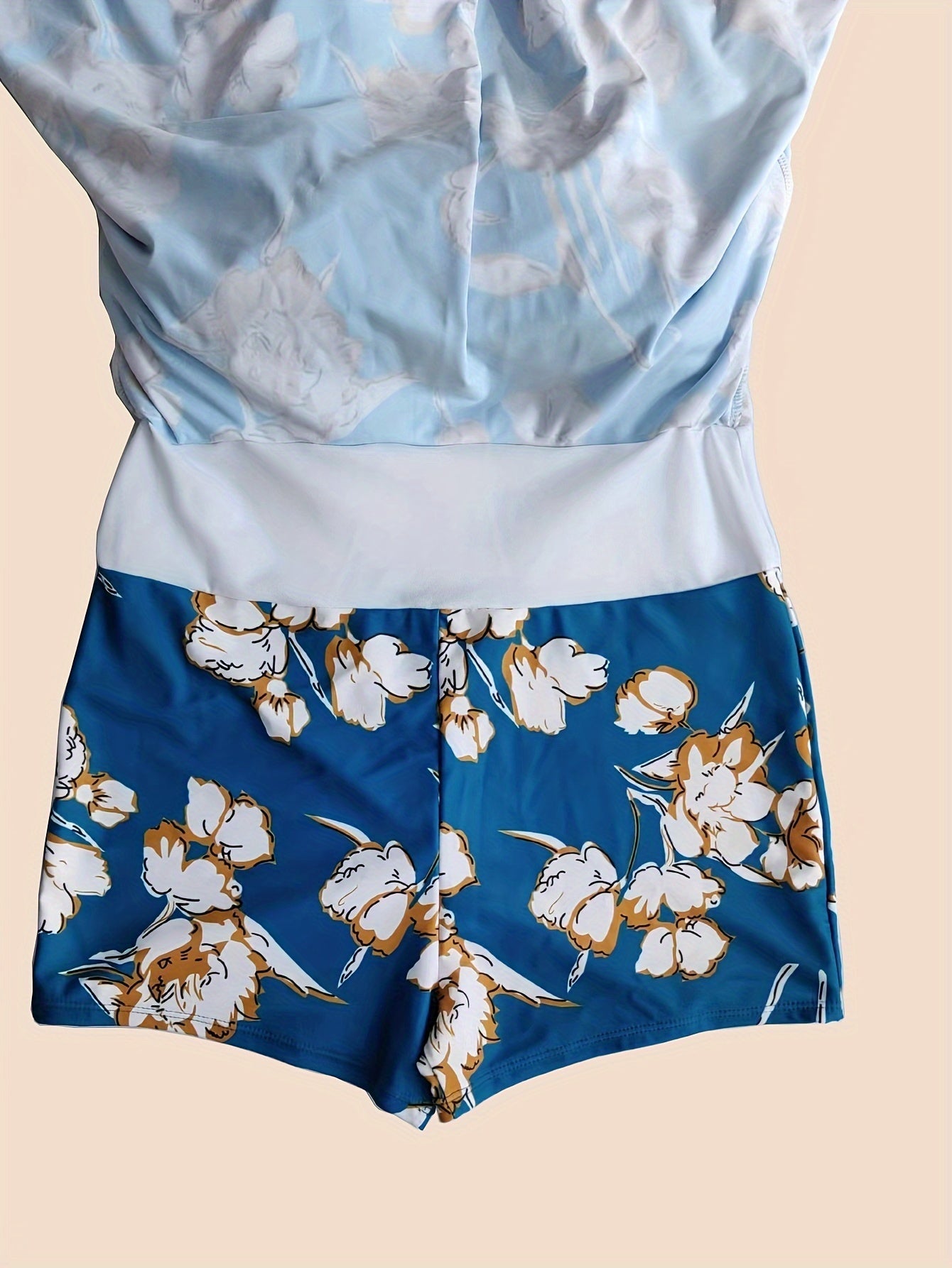 Swimsuit Women's Plus Floral Print Crisscross Back Skirted One Piece