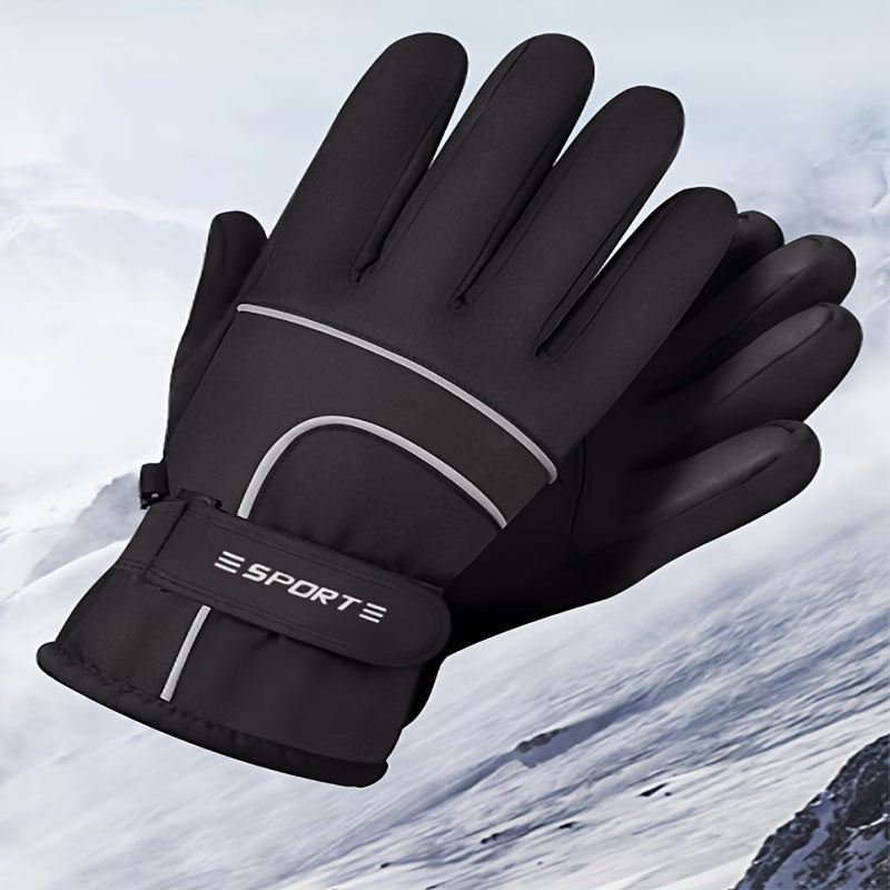 Men's Winter Ski Gloves Fleece Warm Waterproof Windproof Full Finger Gloves