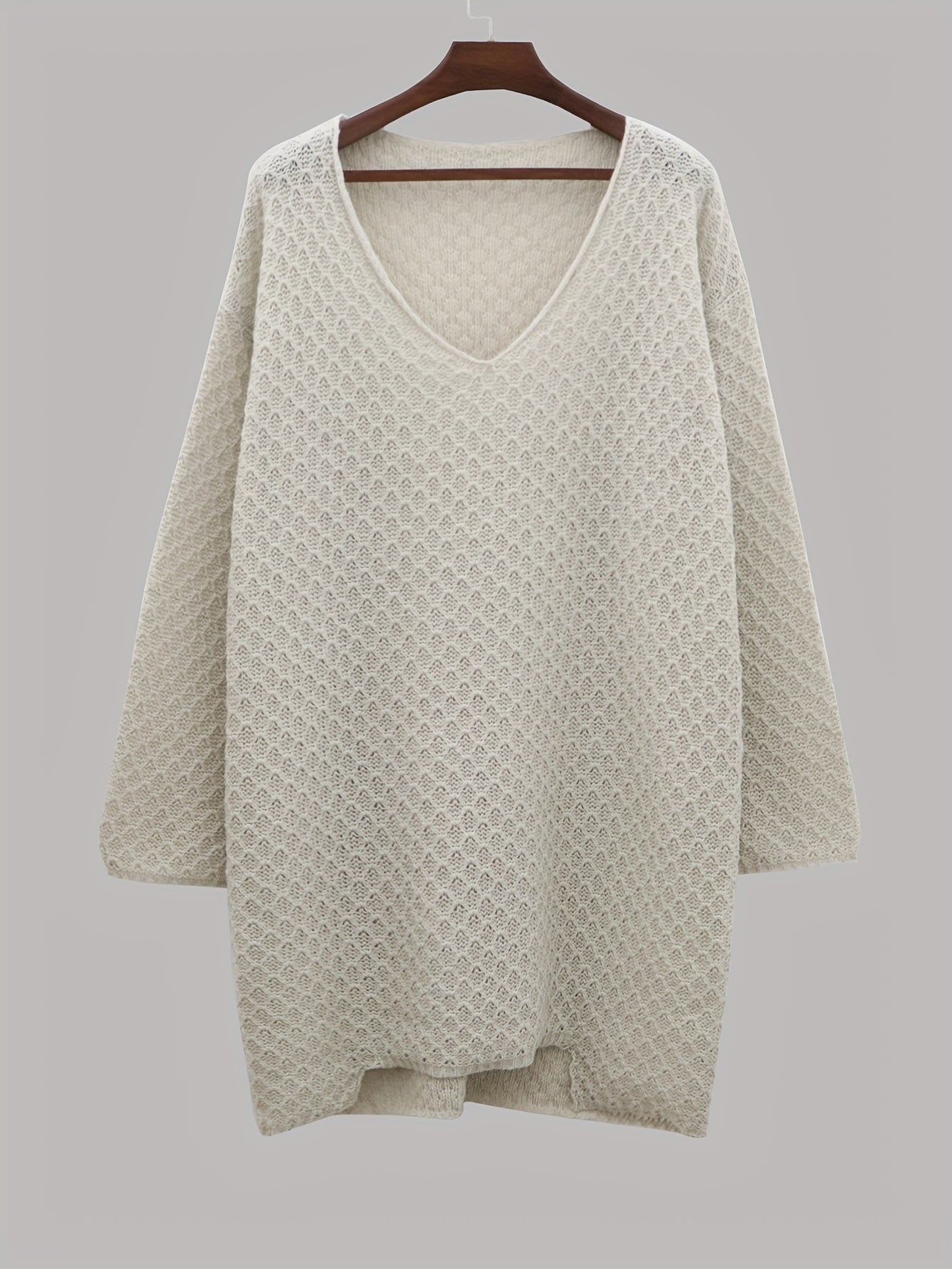 Solid V Neck Casual Sweater Long Sleeve Jumper