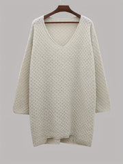 Solid V Neck Casual Sweater Long Sleeve Jumper