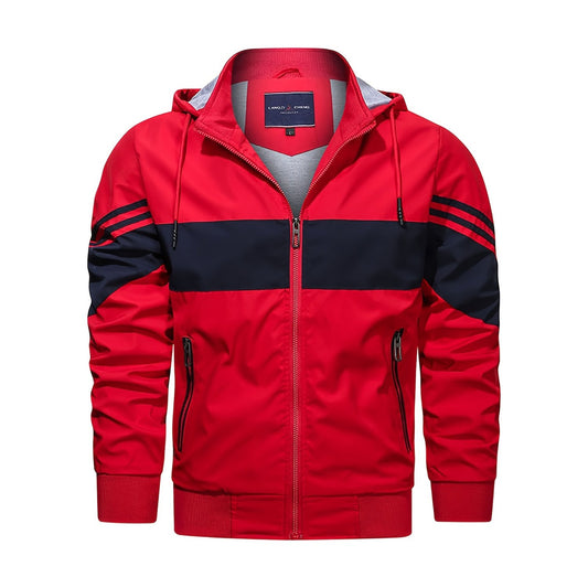 Men's Casual Striped Print Hooded Jacket