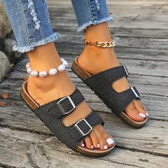 Women's Cork Footbed Sandals Comfortable Slip-on Slippers