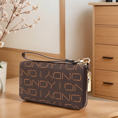 Detachable Wristband Long Wallet Coffee/Caramel PVC & Polyester Lining
