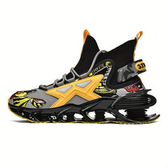Men's Graffiti Print Lace-up High Top Blade Sneakers