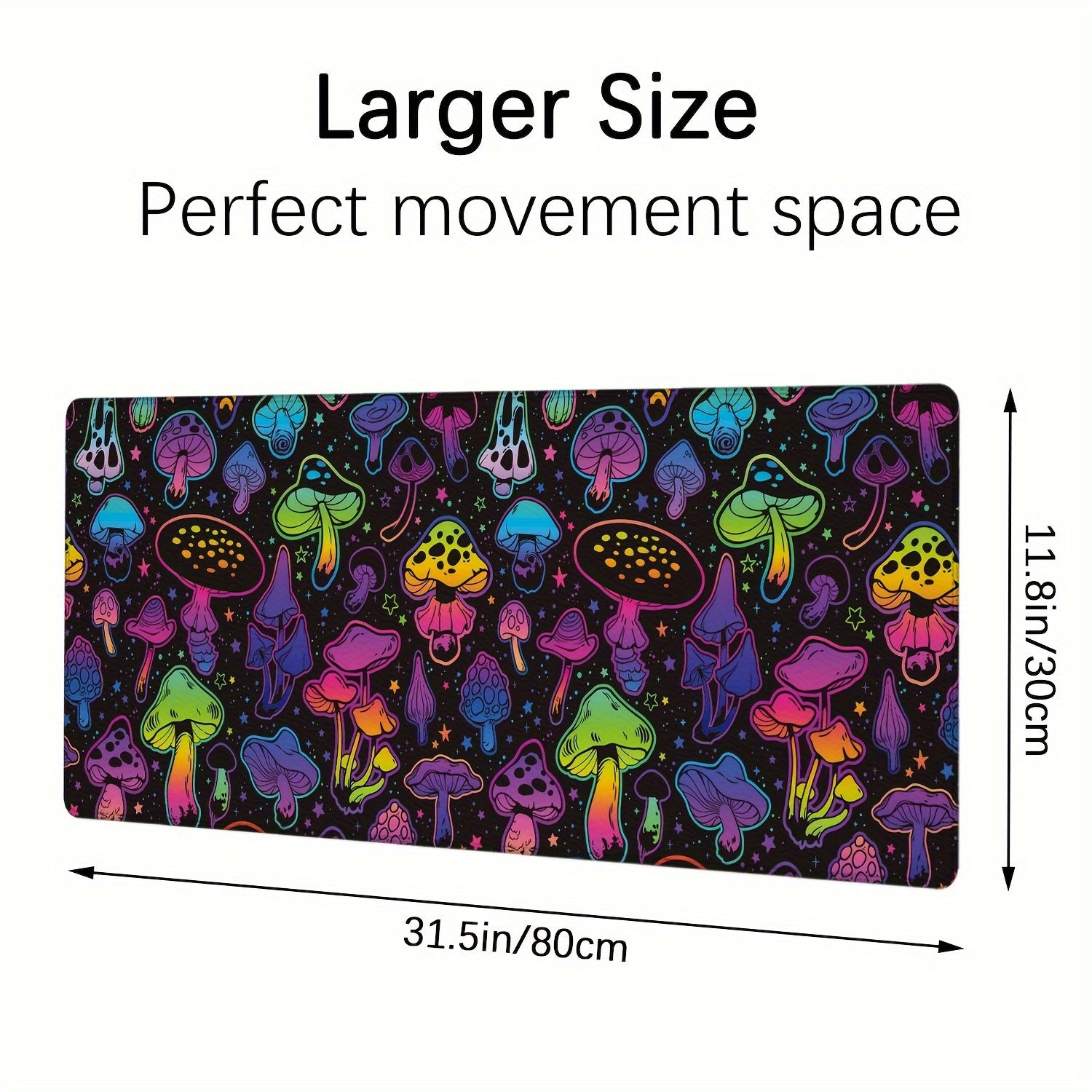 Large Mushroom Star Mouse Pad 11.8x3 Desk Pad Non Slip Rubber