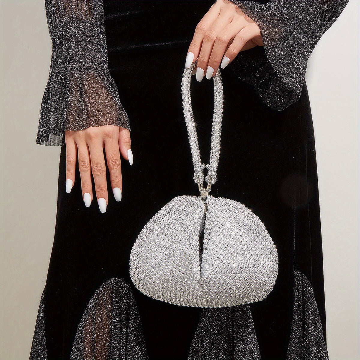 Rhinestone Decor Geometric Evening Satchel Bag