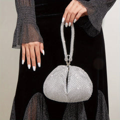 Rhinestone Decor Geometric Evening Satchel Bag
