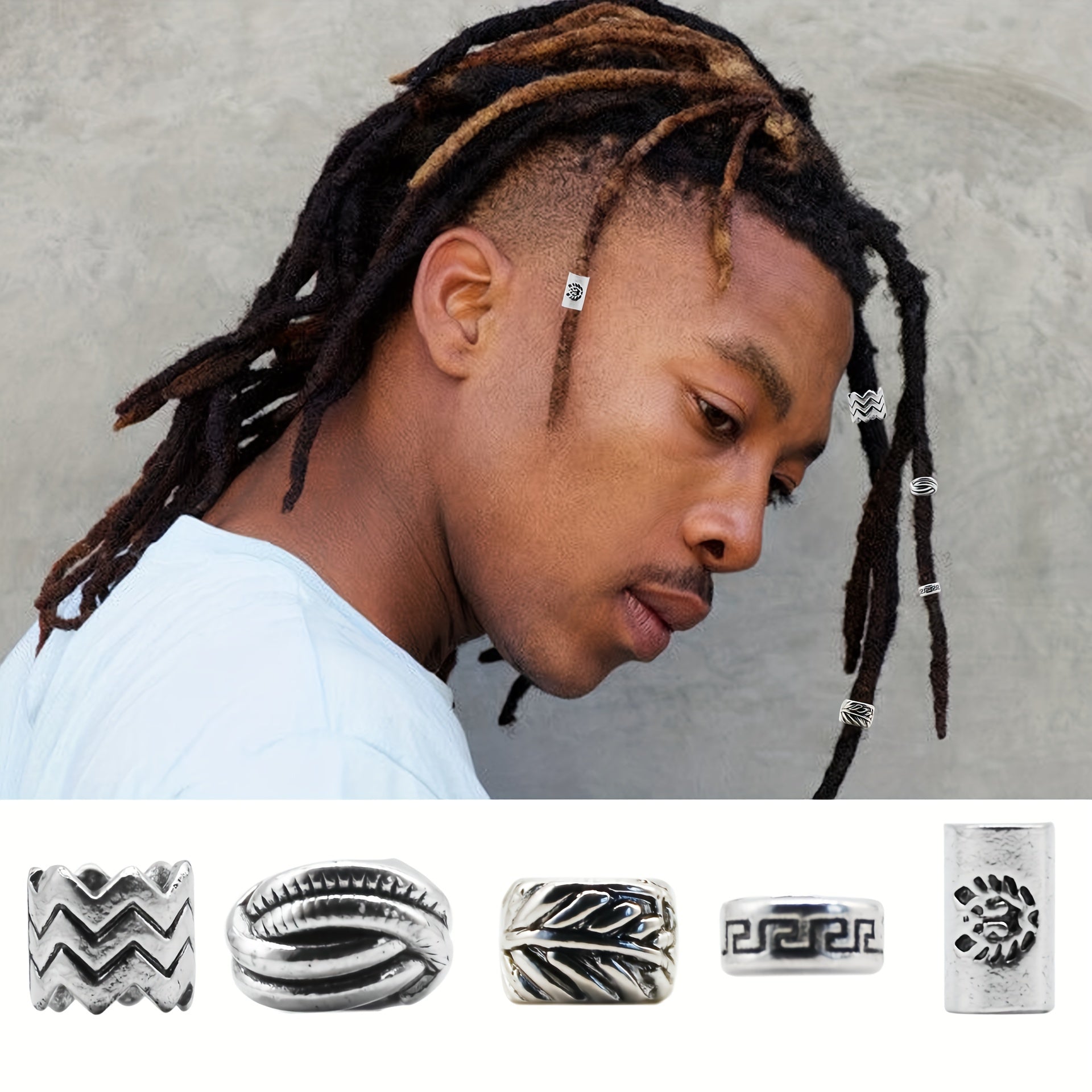 10pcs Beard Beads Hair Braided Beads Headwear Accessories Men's Women's Jewelry