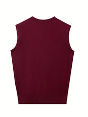 Men's Wool Blend Sleeveless Sweater Vest for Autumn Winter