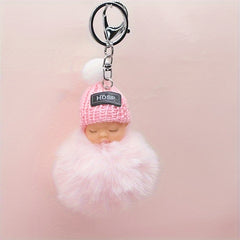2pcs Hair Ball Keychain Backpack Pendant Christmas Gift