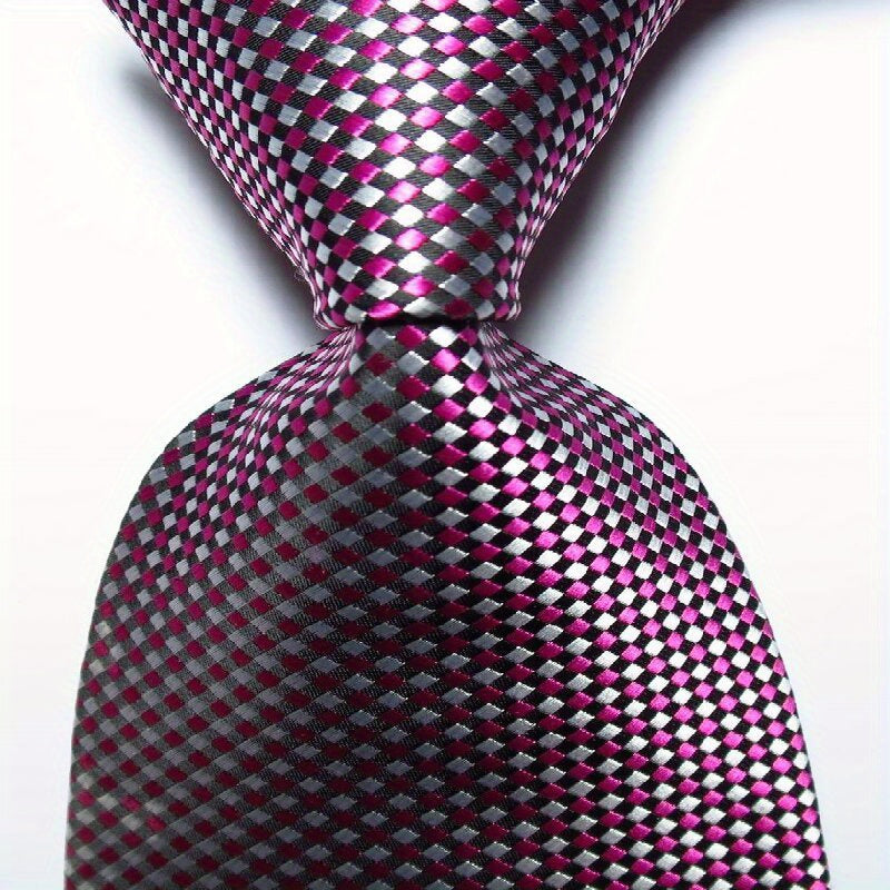 Men's Plaid Style Tie 8 Set Jacquard Woven Necktie