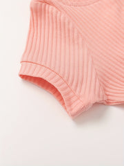 2pcs Baby Girls Short Sleeves Onesie & Bowknot Headband Set