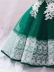 Baby Girls Appliques Sleeveless Lace Trim Princess Dress Clothes