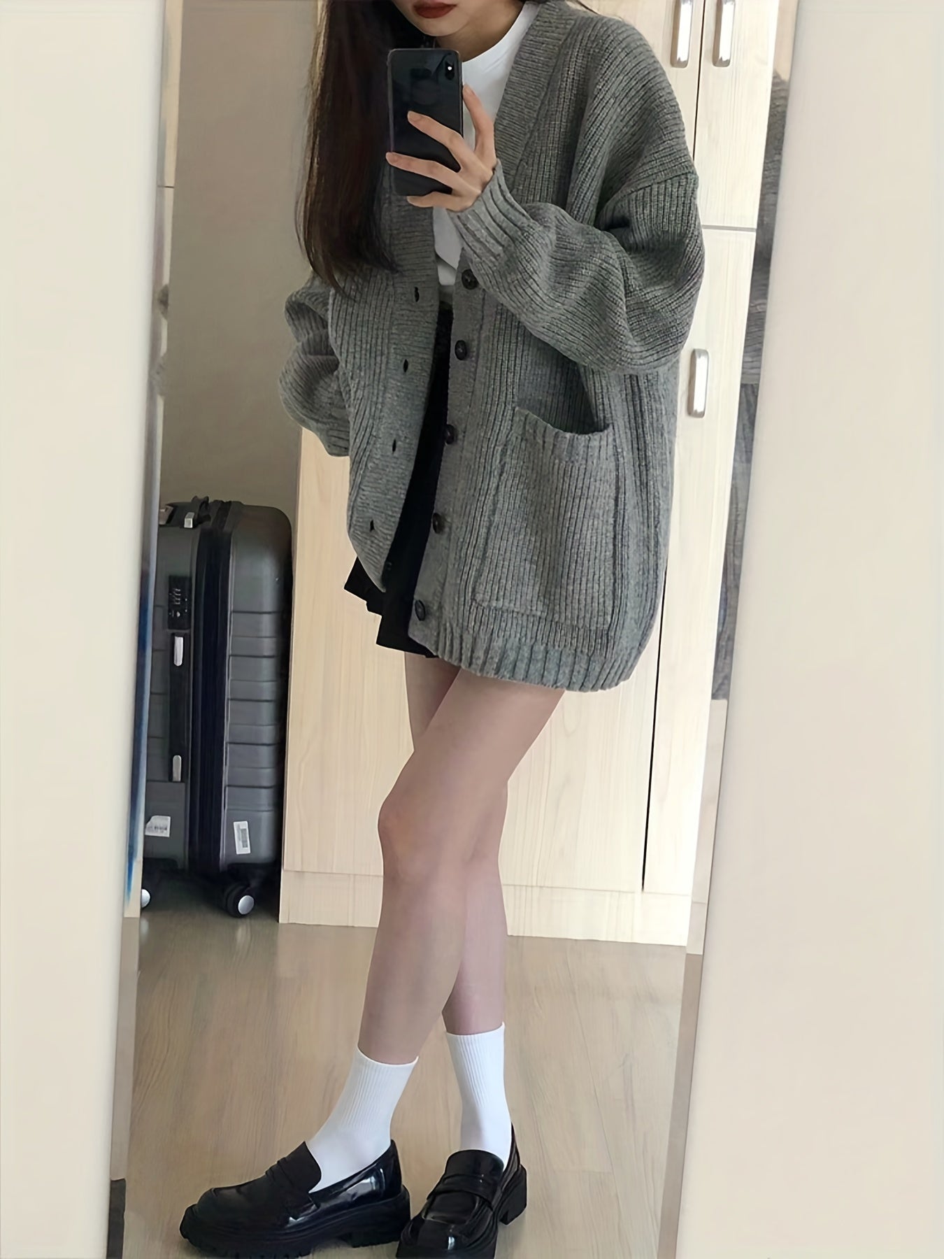 Button Up Pocket Cardigan Long Sleeve for Fall & Winter Women's Clothing
