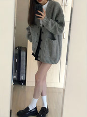 Button Up Pocket Cardigan Long Sleeve for Fall & Winter Women's Clothing