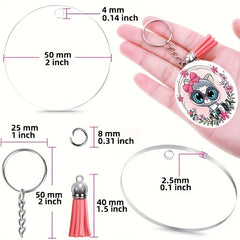 200pcs Acrylic Keychain Pendant with Tassel Decoration Set