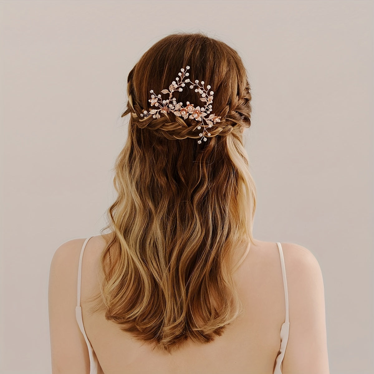 Bridal Pearl Hair Pins Silver Rhinestone Flower Headpieces 2pcs Set