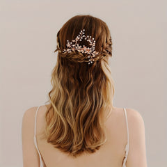 Bridal Pearl Hair Pins Silver Rhinestone Flower Headpieces 2pcs Set