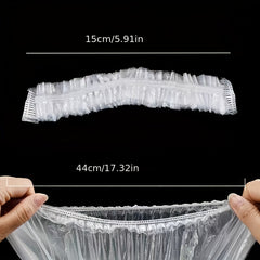 100pcs Disposable Shower Caps Waterproof Plastic Bath Caps for Women