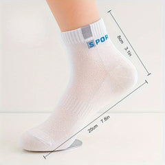 Men's Mid Crew Sport Socks Mesh Sweat-absorbing Comfy Breathable Socks