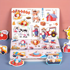 Wooden Hand Scratching Board Animal Cognitive Puzzle