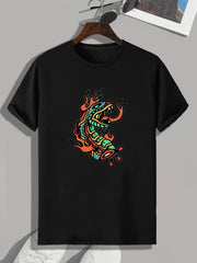 Dragon Print Men's Graphic Tee for Summer
