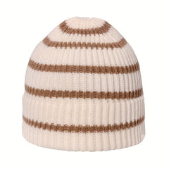 Kids' Striped Woolen Windproof Beanie Hat