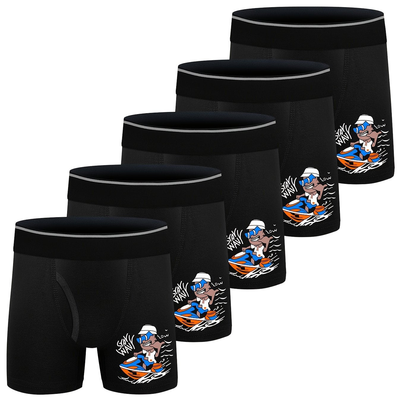 5Pack Boys Cartoon Boxer Briefs Cotton Stretch Soft Underwear
